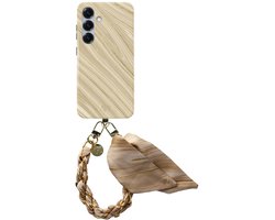 AVY Hoesje Met Telefoonkoord | Geschikt voor Samsung Galaxy S25 Plus | Compatibel met MagSafe | Hard Shell Back Cover | Stijlvol Bijpassend Koord 32CM | Aurum Gold | Goud