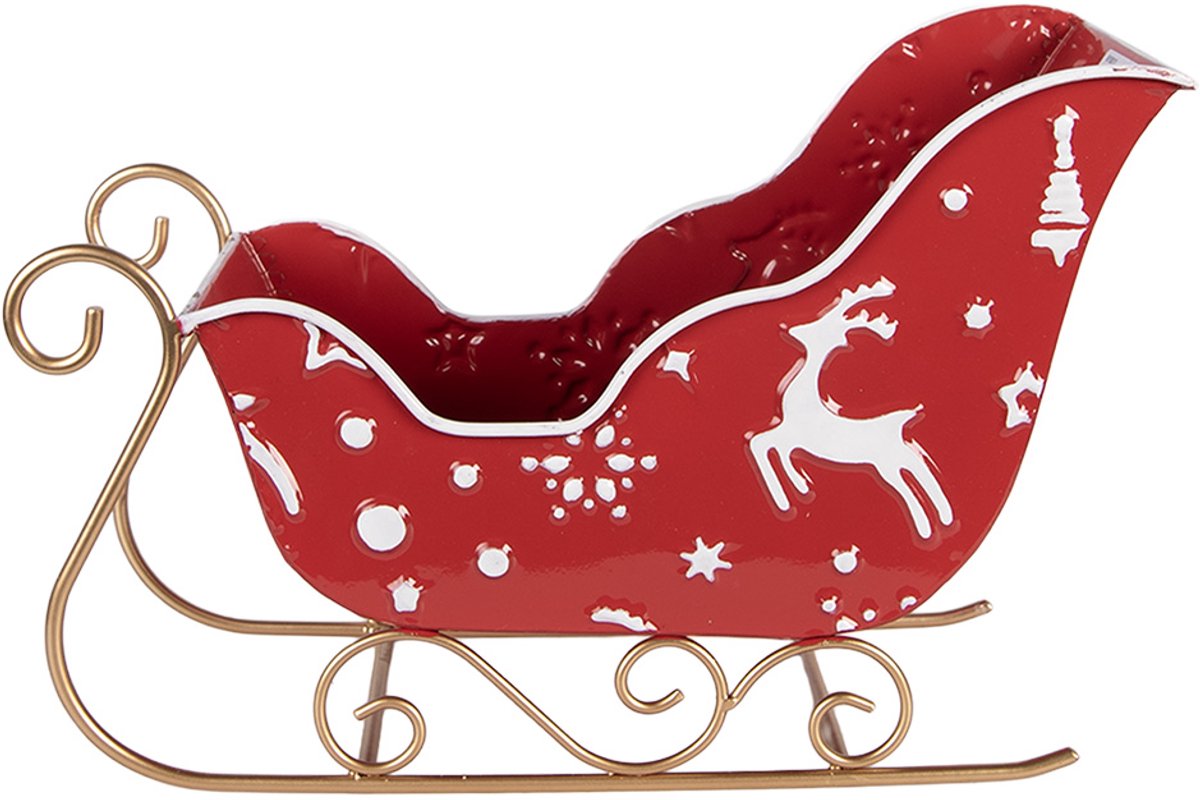 Kerstdecoratie Beeld Slee 29x13x19 cm Rood Metaal