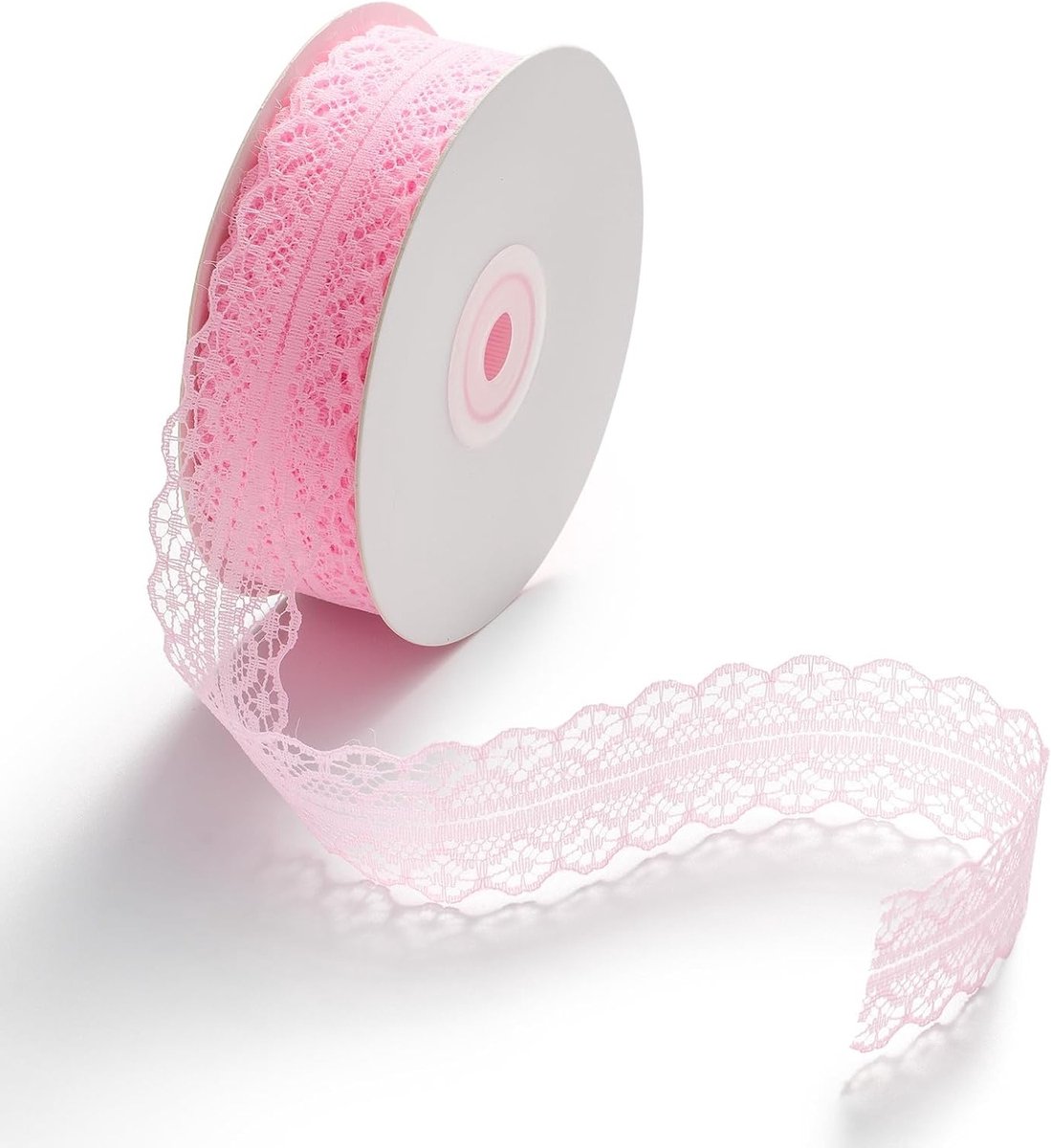 Vintage Roze Kanten Lint voor Decoratie, Bruiloft en Creatieve Projecten - 3cm x 23m Lichtroze Kanten Lint