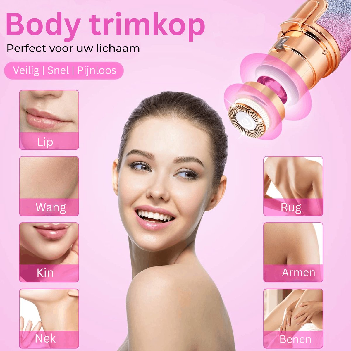 HEZIVO® Wenkbrauw Trimmer - Precisietrimmer 2-in-1 - Neushaartrimmer - Oortrimmer - Waterdicht - Oplaadbaar - Roze