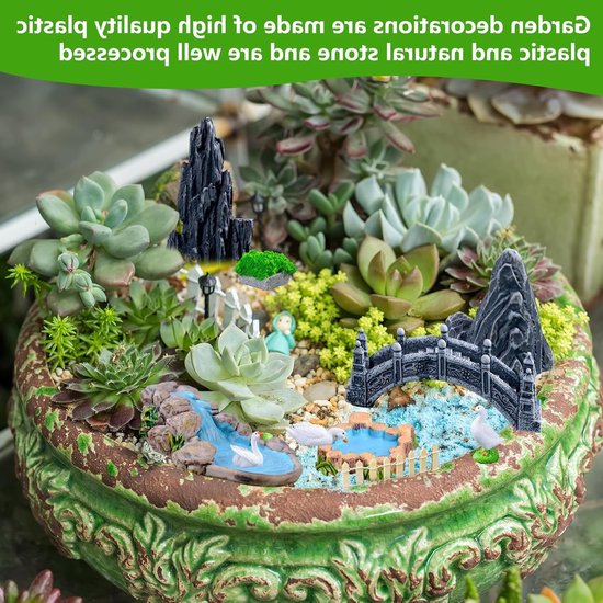 Miniatuur Tuinaccessoires Set met 26 Stuks, Tuinfiguren en Decoraties voor DIY Mini Tuinen, Patios en Binnenversiering, Natuurlijke Kleuren en Schattige Beelden van Merkloos — afbeelding 2