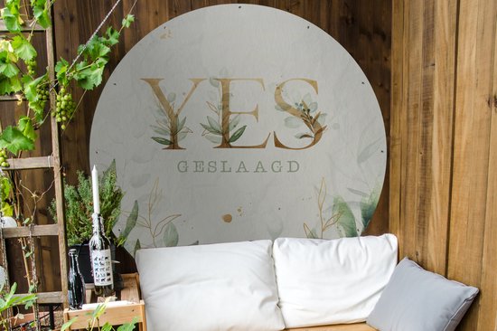 Cercle de jardin ' Yes, passé' - Proverbes - Citations - Feuilles - 150x150 cm - Affiche de jardin ronde - Extérieur