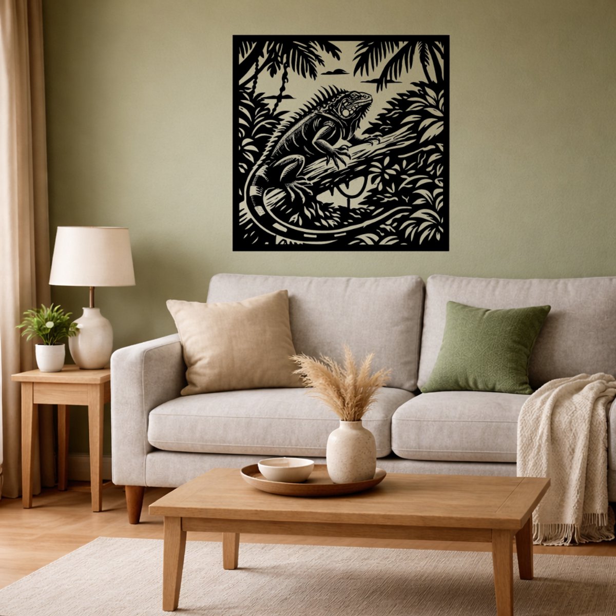 BR2Laser Leguaan – Wanddecoratie – Lasergesneden Hout – Dierenkunst – 35 cm Breed