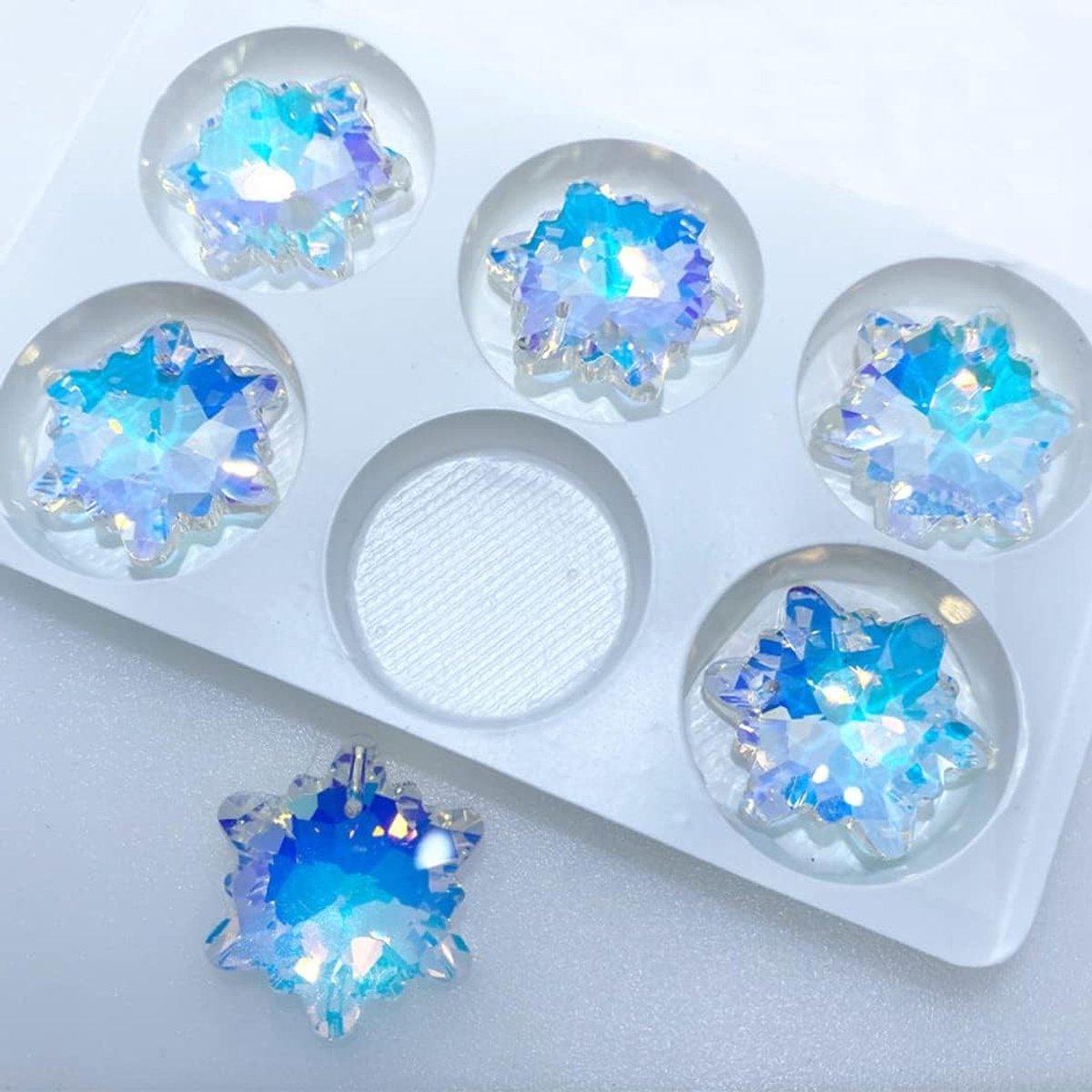 6 Stuks Bloemvormige Kristallen Kralen 30mm Multikleur Facet Kralen voor Kettingen Armbanden en DIY Ambachten