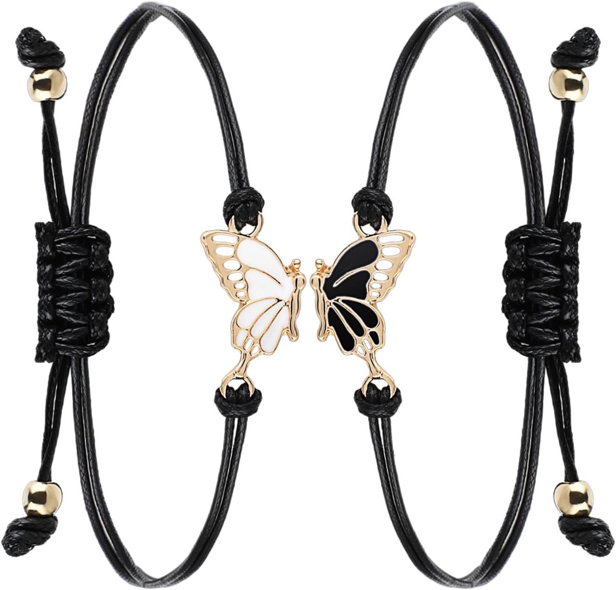 Vriendschapsarmbanden voor Meisjes - 2 Stuks Verstelbare Vlinder Armbanden voor Vriendinnen - Perfecte Matching Armbanden voor Vrouwen en Vrienden, 10 Inch, Zink