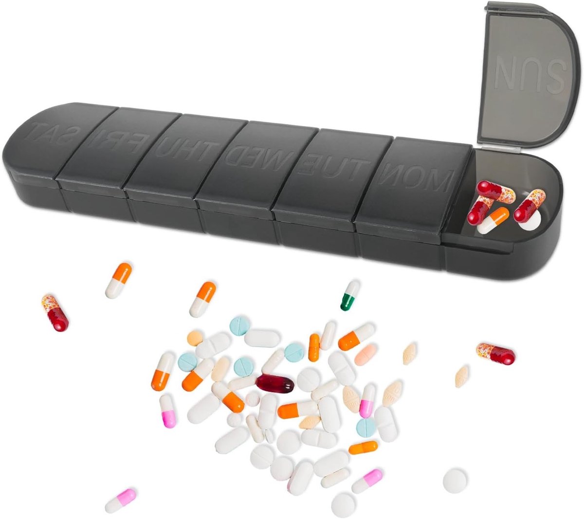 Pillendoos voor Medicijnen - Weekdoos met 7 Compartimenten voor Dagelijkse Supplementen en Reizen - Grote Organizer voor Medicijnen en Vitaminen