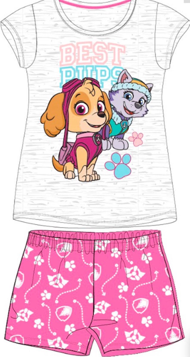 Paw Patrol Shortama - Maat 98 - Roze met grijs - Skye en Everest - Pyjama