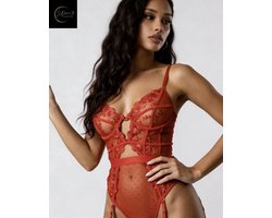 Erotische Body – Premium Quality – High End – Sexy Lingerieset – Lingerie Erotisch – Classy luxe kanten lingerieset – Erotische Bustier – BH en jarretelset – Dames lingerie – Sexy lingerie – Spannende lingerie – Dare to Undress – Maat XS/S, M, L, XL