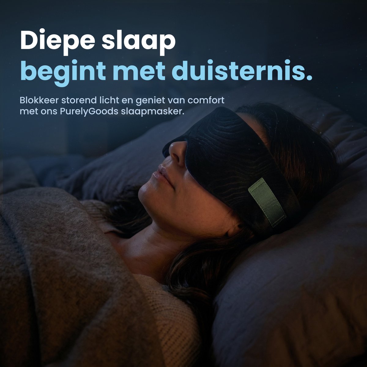 PurelyGoods® Slaapmasker - Oogmasker - Verduisterend - Mannen en Vrouwen - Katoen - Zwart — afbeelding 5