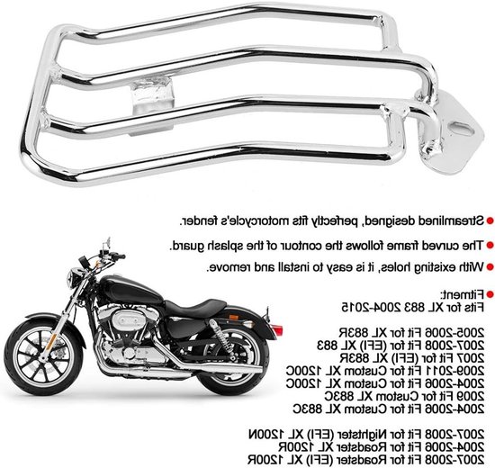 Motorfiets Bagagedrager met Rugsteun voor Nightster en Roadster XL883 - Duurzaam en Praktisch Accessoire voor Motorrijders van Merkloos — afbeelding 5