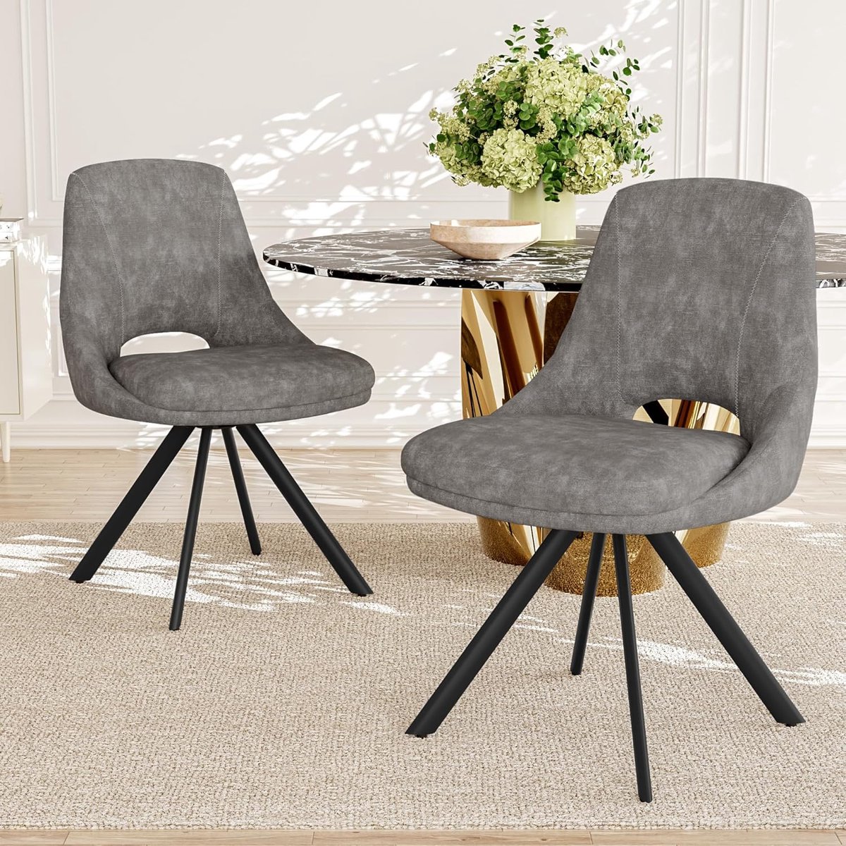 Eetkamerstoelen Set van 4 – Ergonomisch – Grijs – 47x46x87 cm – Industrohome