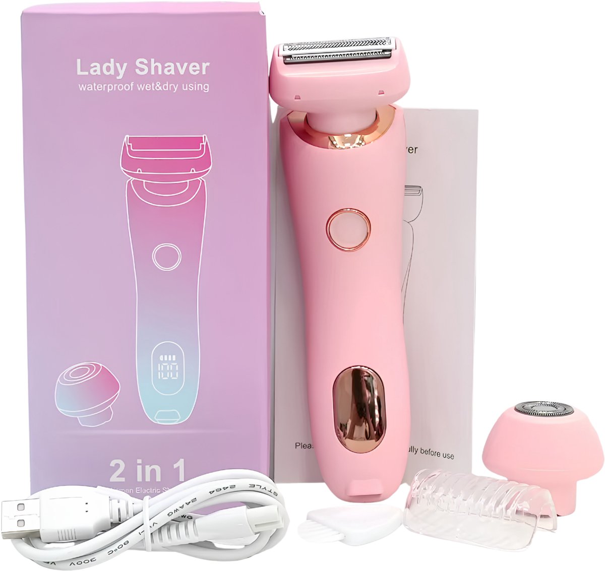 Goodli Ladyshave voor Vrouwen met LED - 2 in 1 Dames Scheerapparaat - Bikinitrimmer - Trimmer Vrouw - Waterdicht IPX7 - USB Oplaadbaar