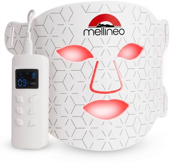 Mellineo LED Masker – Professionele Lichttherapie voor Huidverjonging met Red Light Therapy - huidverjongingsapparaat gezicht - rood licht therapie - infraroodtherapie - collageen masker - LED Gezichtsmasker