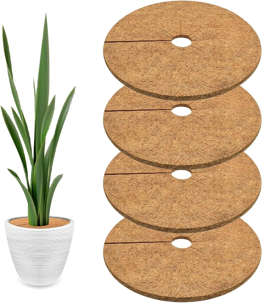 Ronde Kokosmat 25 cm - Set van 4, Ademend, Winterbescherming, Slijtvast, Voor Buitenplanten en Potplanten