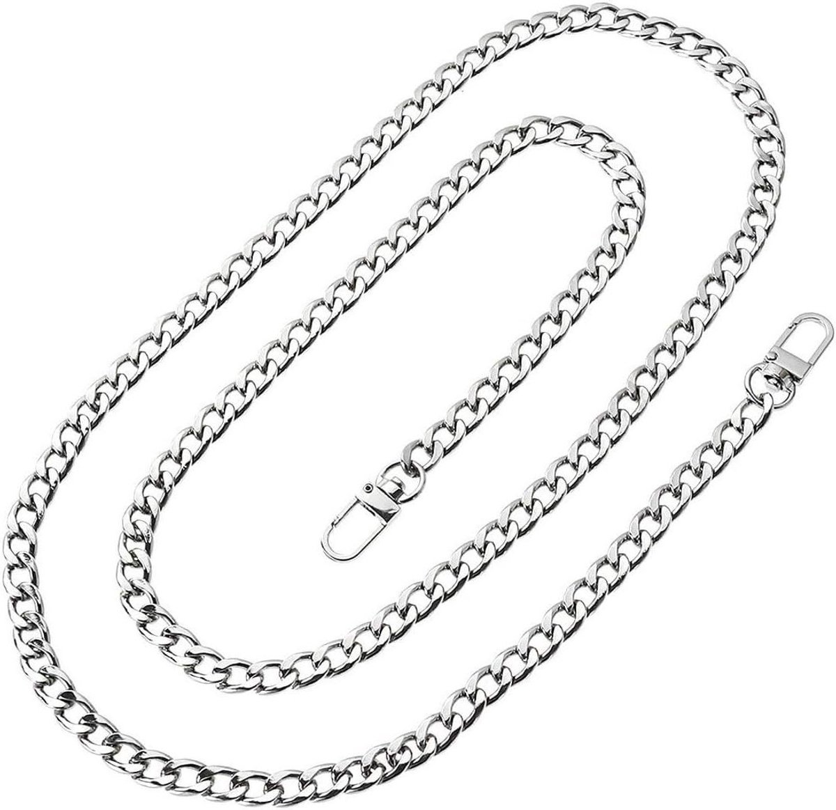 Verstelbare schouderriem van 120 cm, metalen schouderband voor dames, ideaal voor handtassen en schoudertassen in zilverkleur
