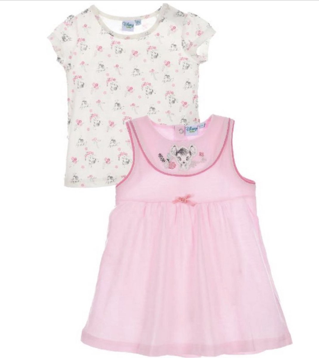 Disney Bambi - Baby /Peuter - zomerset t-shirt + jurk - maat 3-6 mnd - maat 68