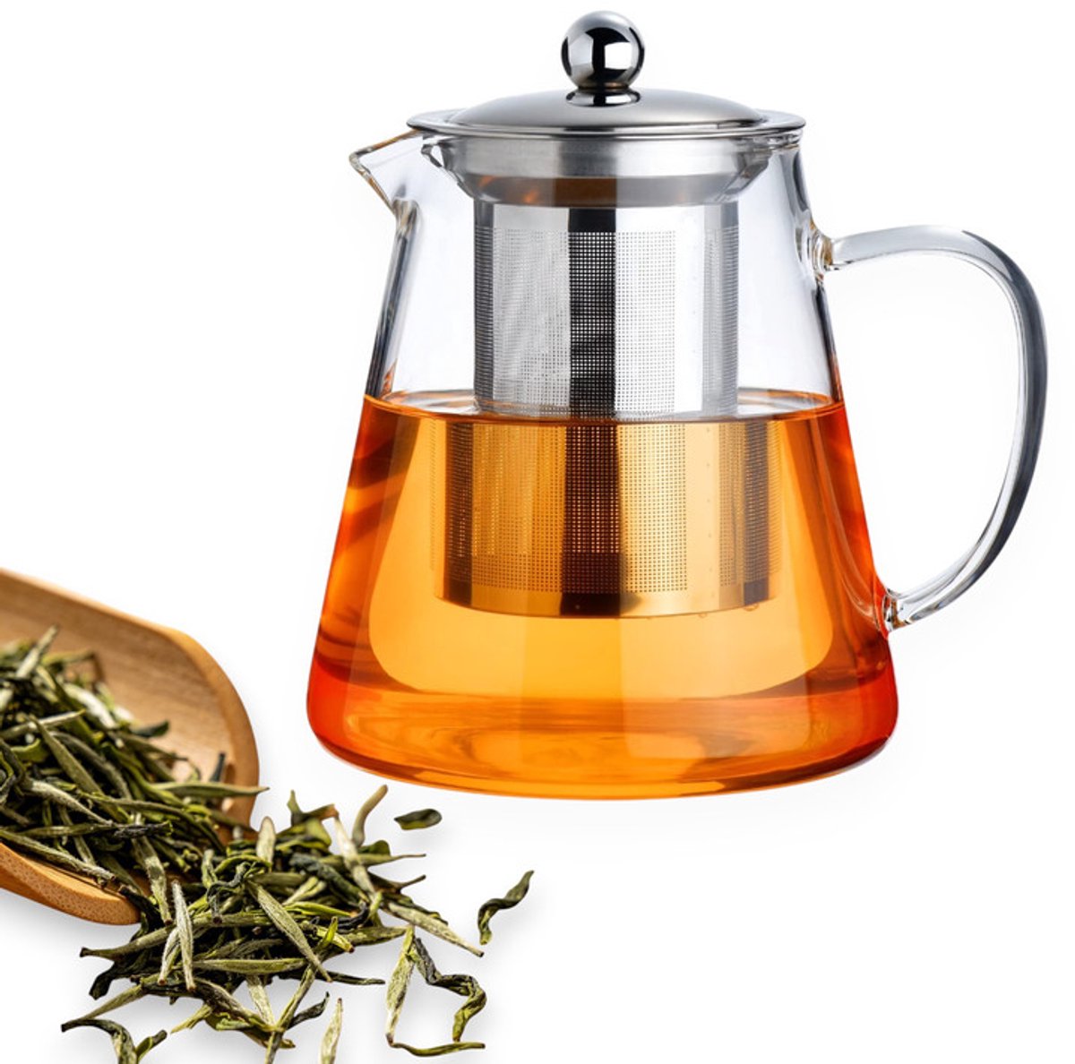 Glazen Theepot 450ml met Afneembare Theezeef – Borosilicaatglas – Hittebestendig – Geschikt voor Fornuis – Vaatwasmachinebestendig