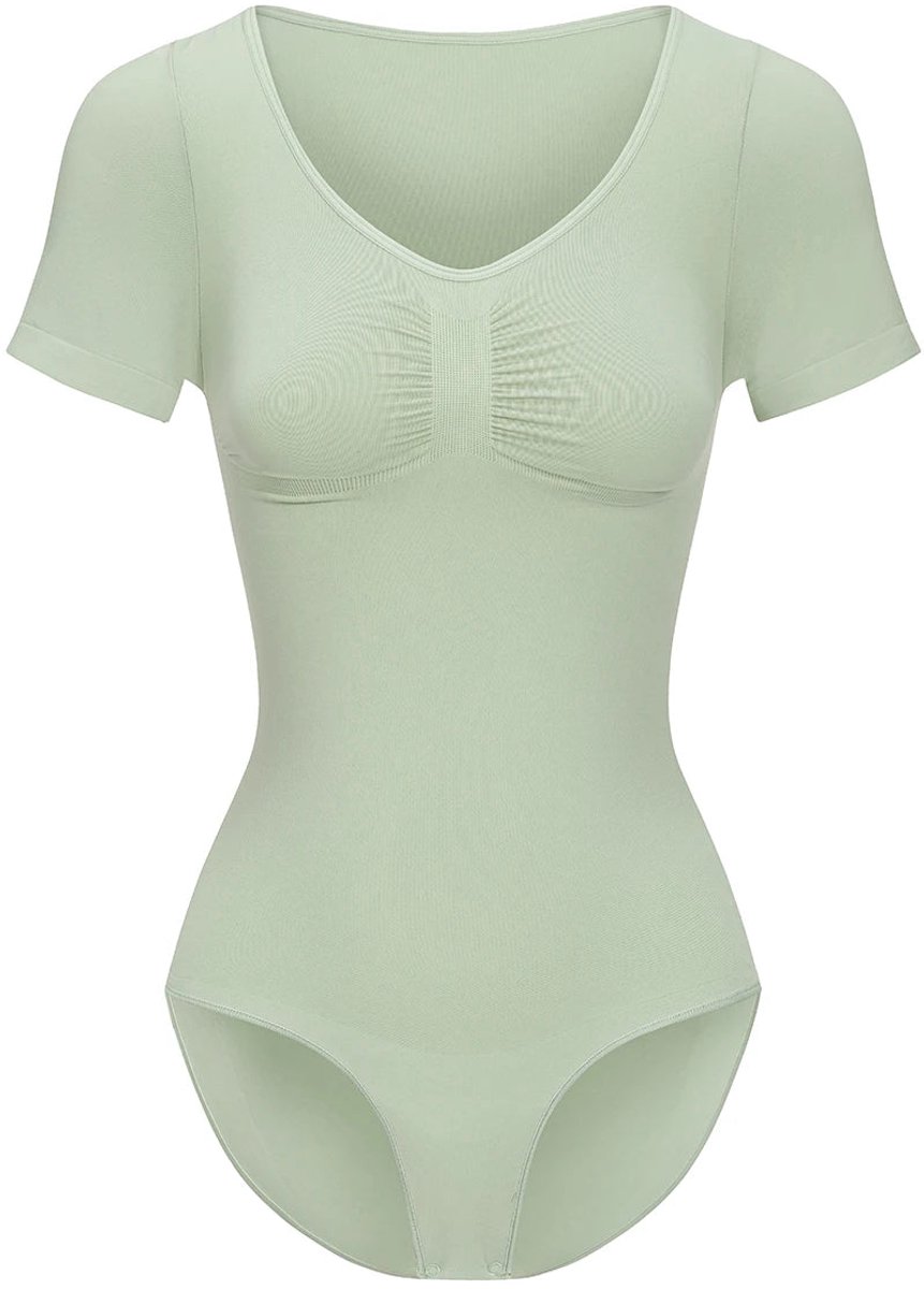 cfab by creamy fabrics Creamy Fabrics - T-Shirt Sculpting Shapewear Bodysuit Met Slip - Anti-Zweet - Ultra Zacht - Comfortabel - Sculptend - Perfecte Pasvorm - Saliegroen -