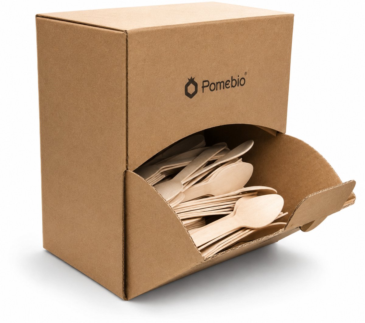 Pomebio houten ijslepel - koffielepel - 1000 stuks 110mm houten lepel in dispenserbox