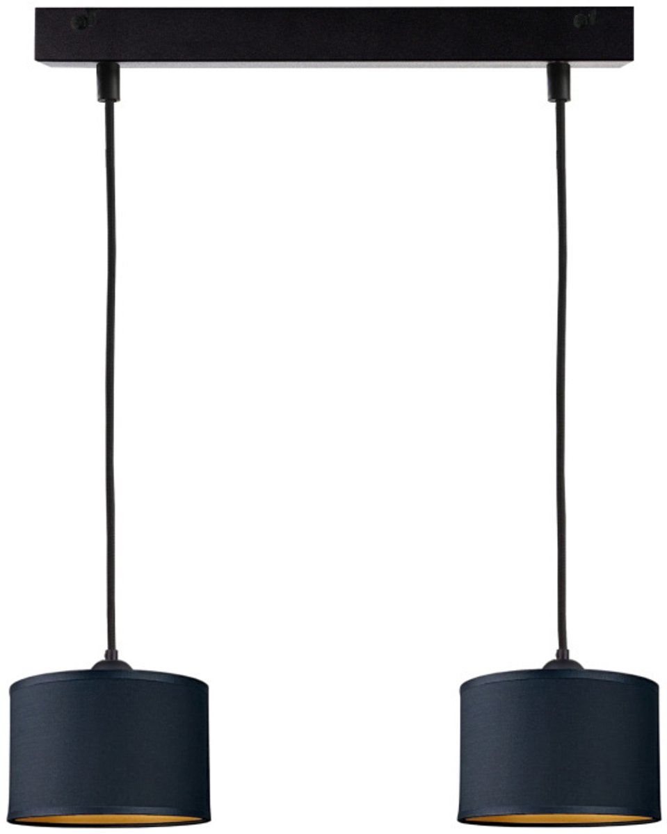 KETER LIGHTING FLOW BLACK Hanglamp 2xE27 – Zwart Metaal & Zwarte Stoffen Lampenkappen