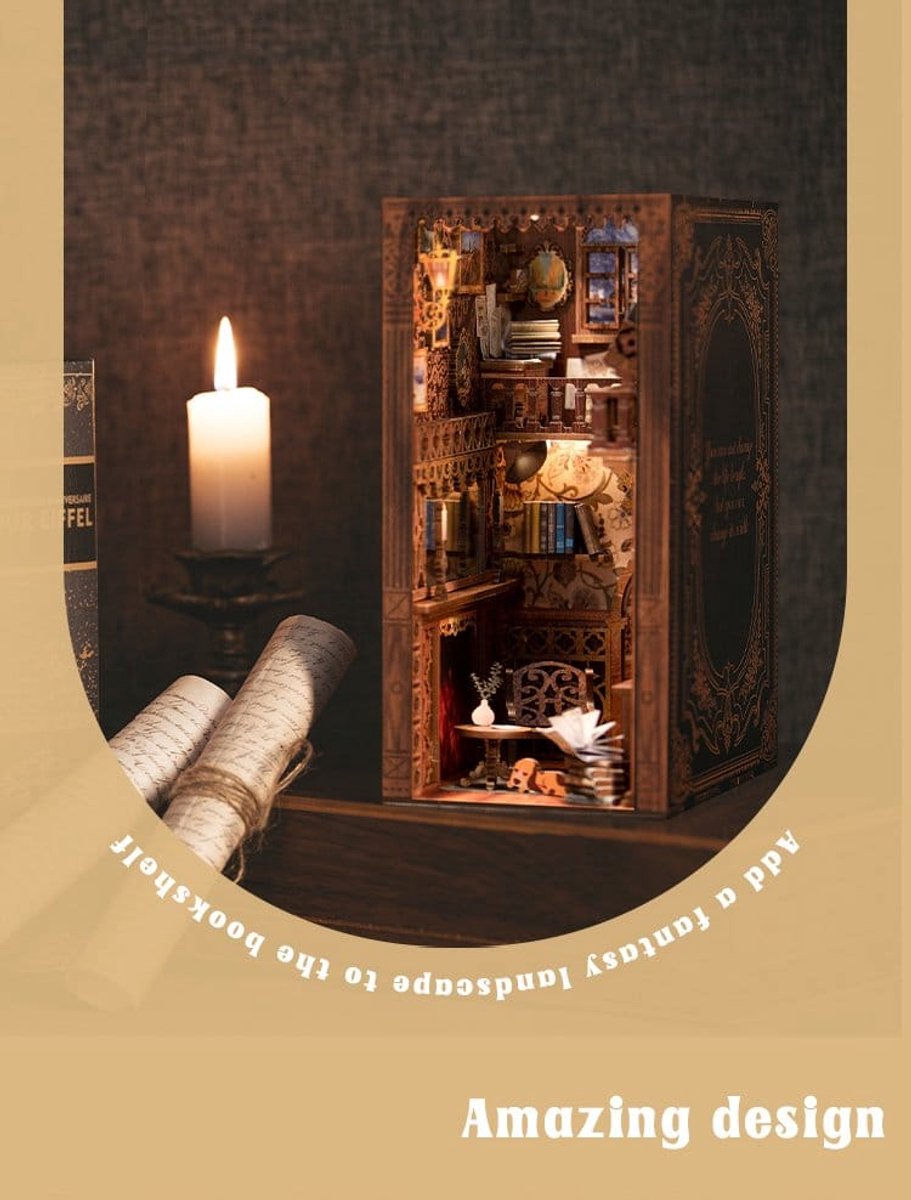 CuteBee Book Nook - Modelbouw - Houten 3D Puzzel - DIY Bouwpakket Volwassenen en Volwassenen - Boekensteun - Boekenhouder - Eternal Bookstore — afbeelding 16