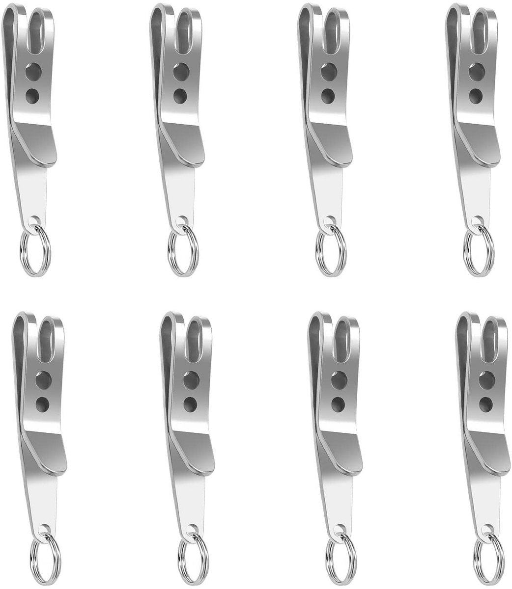 Dailygoods- Sleutelhanger Clip - 8 Stuks - Roestvrij Staal - Multifunctionele Pocket Clip - Sleutelhanger Ringen - EDC Items Ophangen - 38x7mm