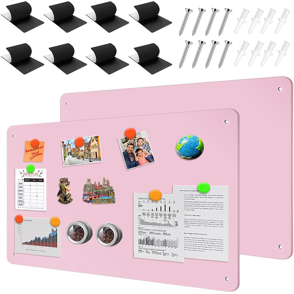 Dailygoods- Magneetbord 2 Stuks 43x30 cm - Magnetisch Prikbord - Krasbestendig Metalen Bord - Ruimtebesparend - Voor Keuken/Kantoor/Kinderkamer