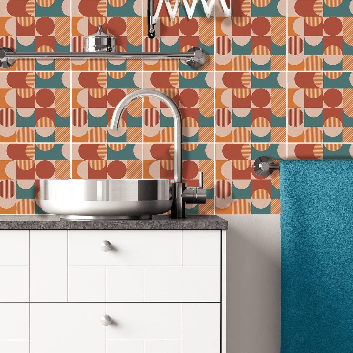 Dailygoods- Wandsticker Waterdicht - Tegelstickers 15x15 cm - Set van 10 - Zelfklevend - Voor Keuken/Badkamer - Eenvoudig aan te brengen