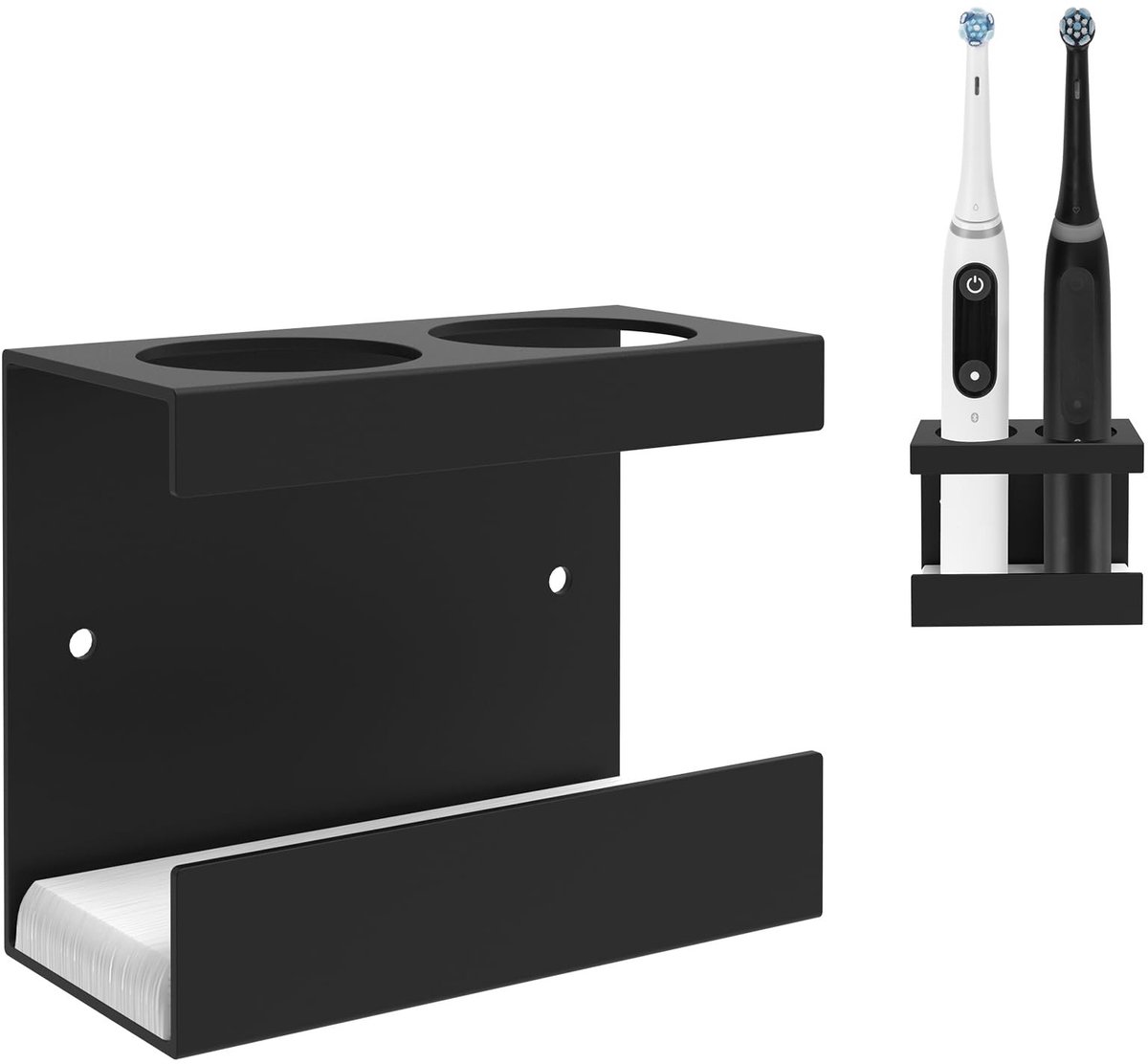 Dailygoods - Wandmontage Elektrische Tandenborstelhouder - Zelfklevend en Aluminium - Zwart - Tandenborstel Organizer - Ideaal voor Badkamer en Douche