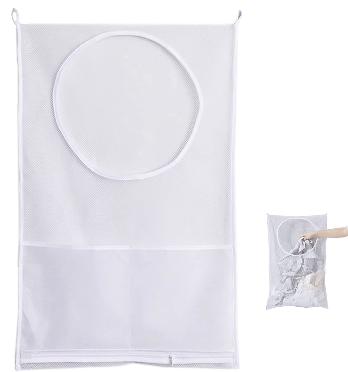 JHUBERS- Wasmand met deksel - Wasmand 3 vakken - Wassorteerder - Waszakken - Waterdicht - Ruime capaciteit 77x50cm - Waszak