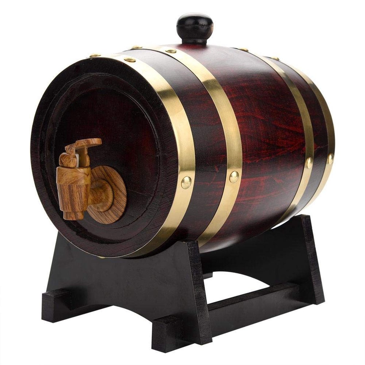 JHUBERS- Wijnvat 1,5 l - Eiken Houten Vat - Dispenser met Kraan - Handgemaakt - Lekbestendig - Voor Bewaren/Verouderen van Wijn