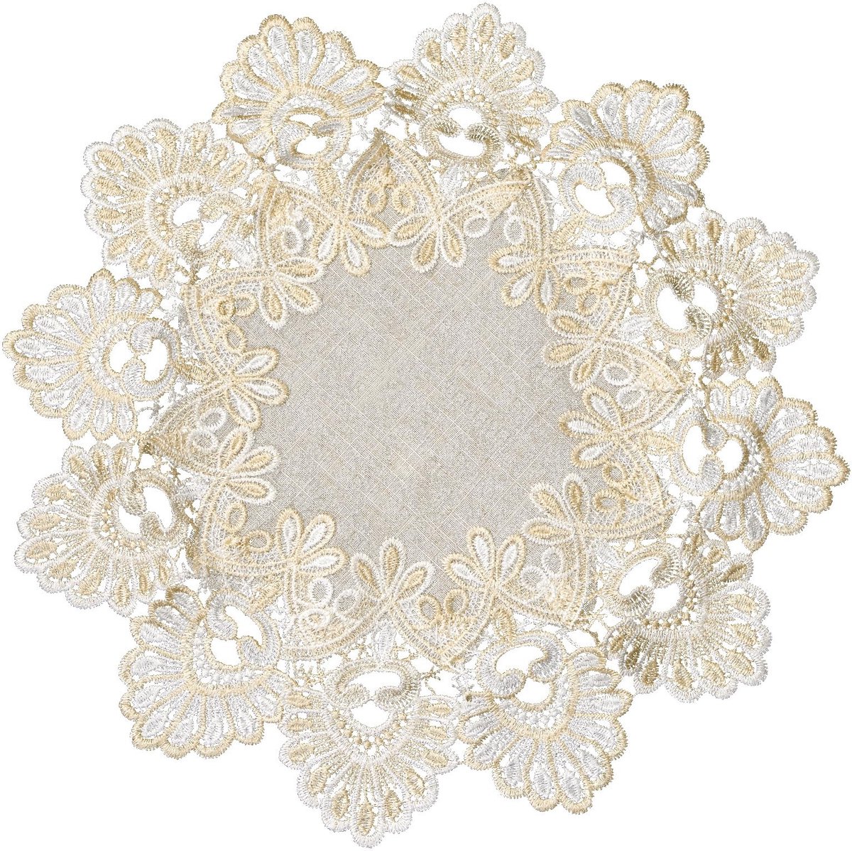 JHUBERS- Tafelkleed Rond 40 cm - Kanten Rand - Geborduurd - Decoratief - Hoogwaardig Linnen - Elegant Design - Tafelmat