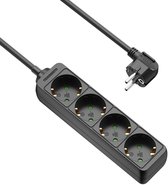 Allteq - Stekkerdoos - 4-voudig - Zwart - 3 meter