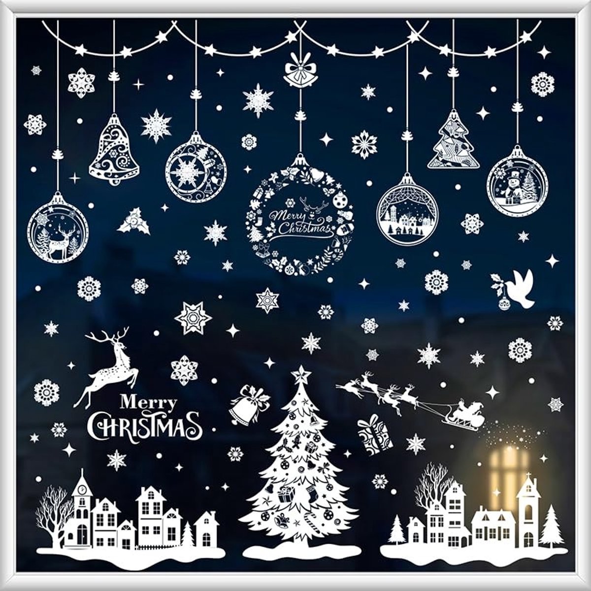 Dailygoods- Raamdecoratie Kerst - 244 Stuks Raamstickers Sneeuwvlokken - Zelfklevend PVC - Waterdicht - Herbruikbaar - Makkelijk aan te brengen