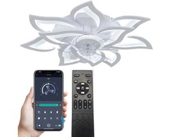 Lily & Lilac Plafondventilator - Lamp & ventilator - Dimbaar - Slimme plafondventilator met verlichting - Bloem design - 6 standen