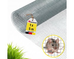 Verzinkt Gaas –Maaswijdte 6,3 mm - Rol 1*5m – Kippengaas – Konijnengaas – Molgaas – Fruitbomen – Groentetuin – Tuingaas