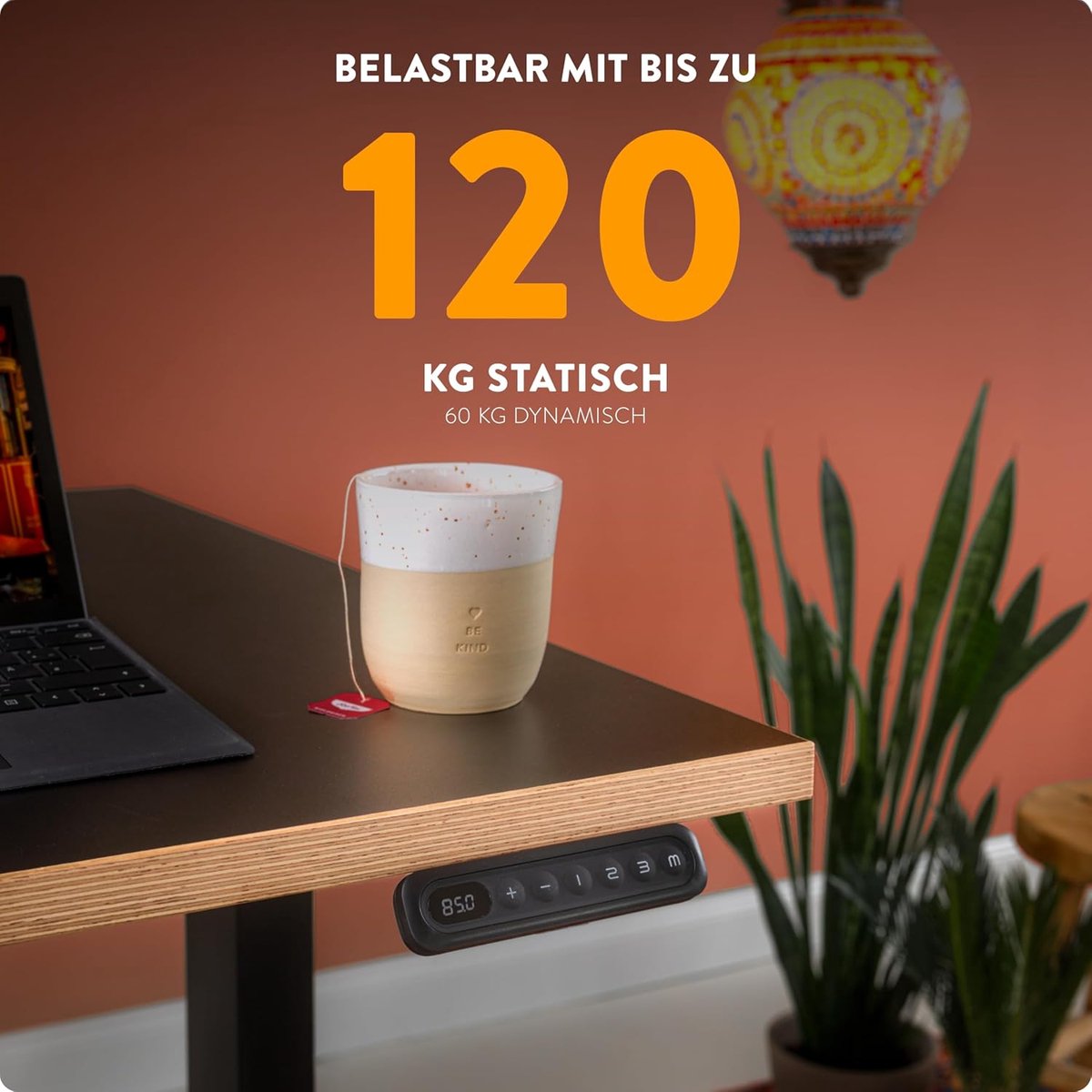 Elektrisch In Hoogte Verstelbaar Bureauframe met Dubbele Motor, Memory Functie, Anti-Collisie & Kinderbeveiliging, 120x80 cm Blad – Ergonomisch Zit-Sta Bureau