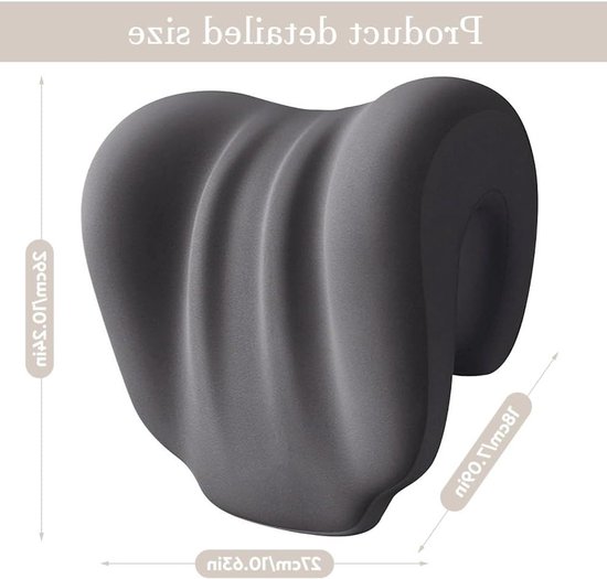 Ergonomische Neksteun voor Kantoorstoelen, Comfortabel Nekkussen voor Volwassenen en Studenten, Donkergrijs — afbeelding 4