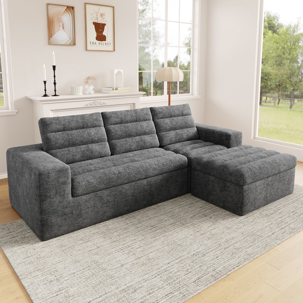 OKWISH Hoekbank 253 x 161 cm - Modulair En Frameloos Comfort Voor Woonkamer En Appartement
