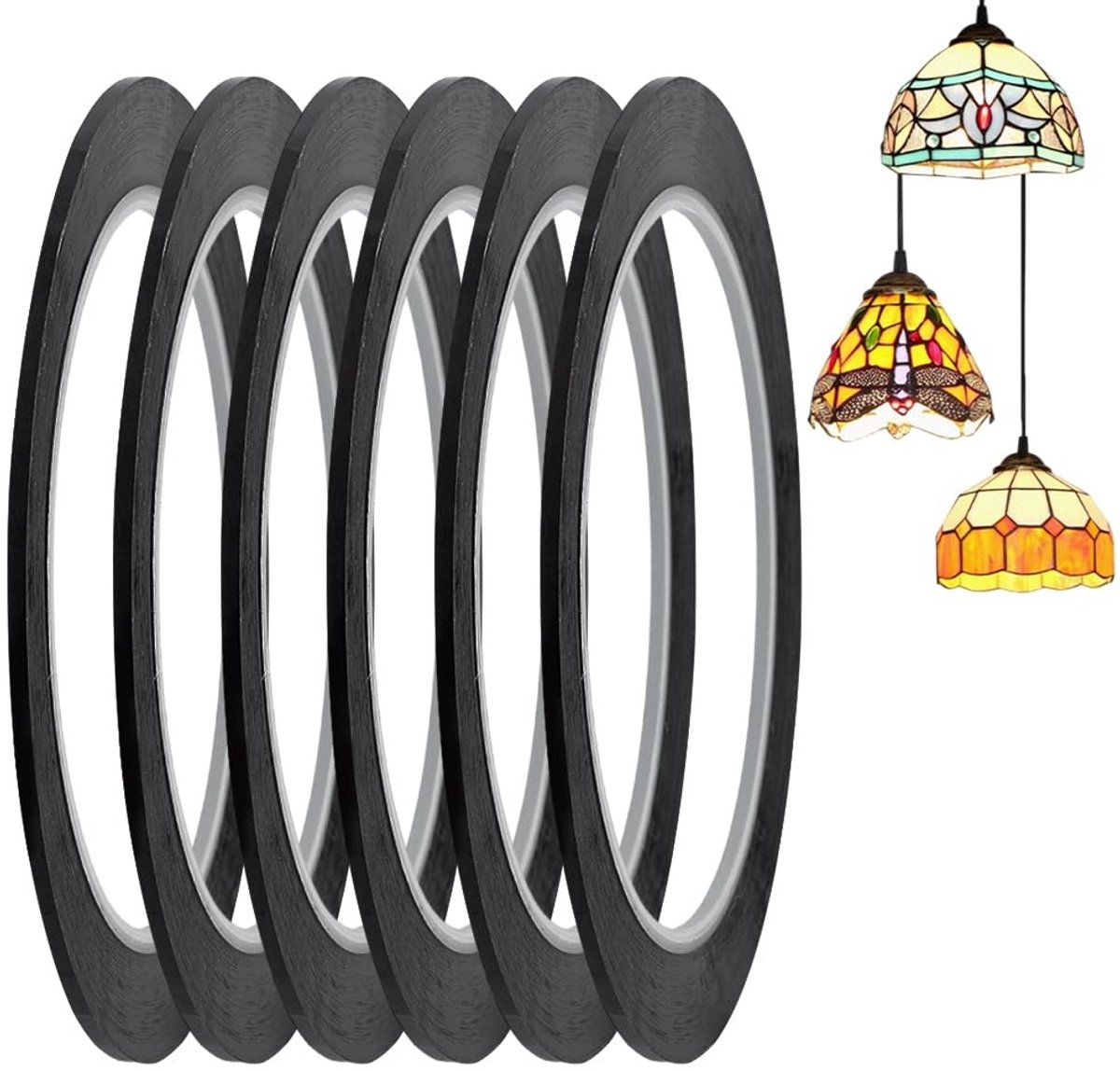 Dailygoods- Kerstglas Decoratieve Lijnen - Zelfklevende Strips - PET Materiaal - 6 Rollen - 2 mm Breed - Creatief Ontwerp