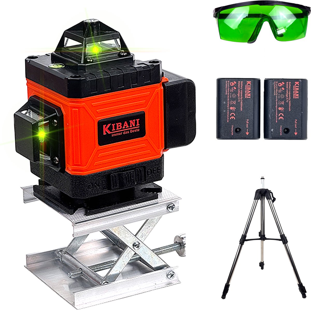 Kruislijnlaser 16 Lijnen Incl. Statief – Bouwlaser Zelfnivellerend – Rotatielaser – Laserwaterpas – Lijnlaser – Oplaadbare Accu – Laser Groen – Met Beschermbril en Opberg Koffer