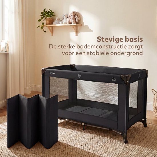 Deryan Believer Campingbedje met Matras - 120x60 cm - 0-5 Jaar - Zwart — afbeelding 2