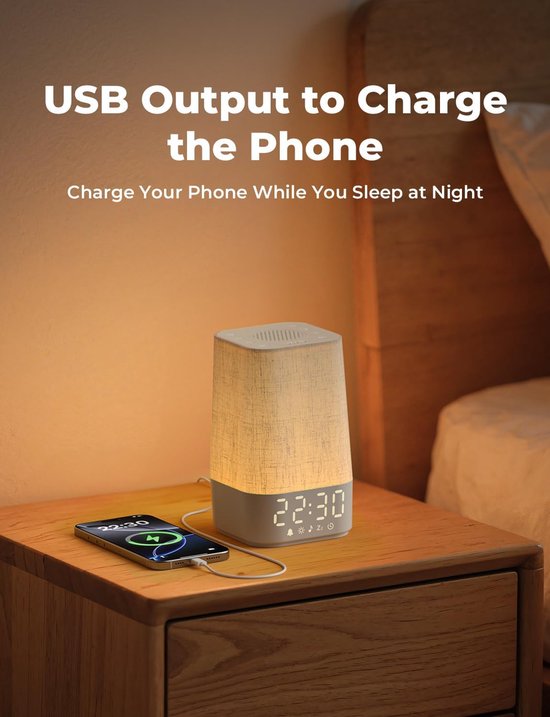 Wekker Natuurlijk Licht - Wake-up Lamp - Rustig Wakker Worden - Zonsopgang Simulatie - 13x23x13 cm - Grijs — afbeelding 2