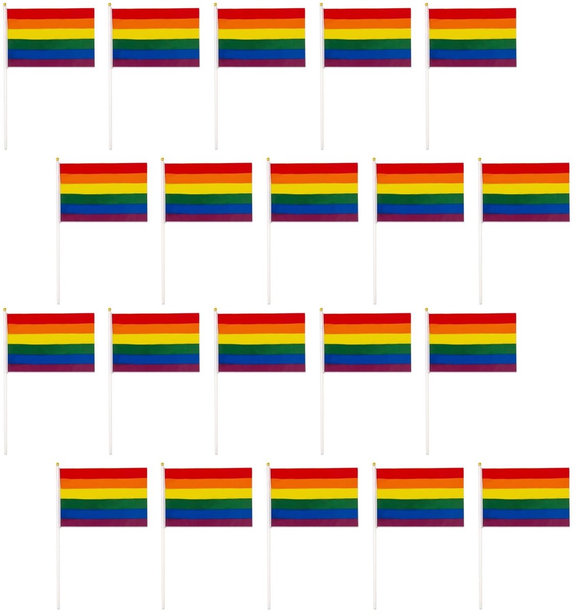 Dailygoods- Wimpels 20 stuks - Regenboogvlaggen - Feestdecoratie - Waterdicht - Dubbelzijdig - Voor parades en feesten - 14 x 21 cm - Vlaggen