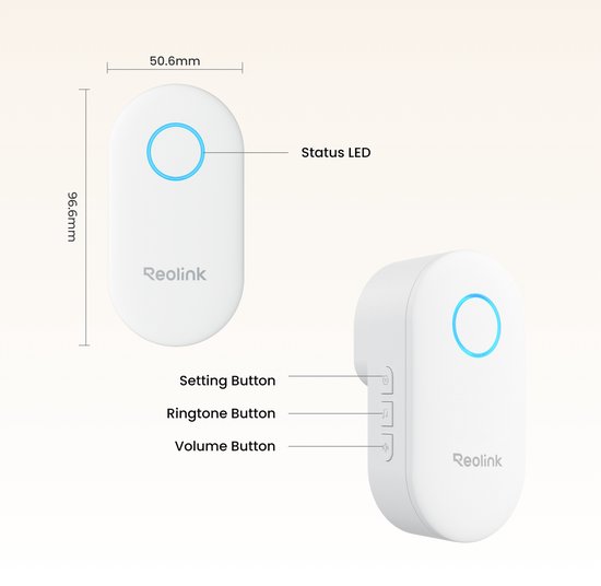 Reolink Chime Plus - Insteekbare Sirene voor Reolink Videodeurbel - App-afstandsbediening - Instelbaar Volume - Licht en 10+ Melodieën van Reolink — afbeelding 2