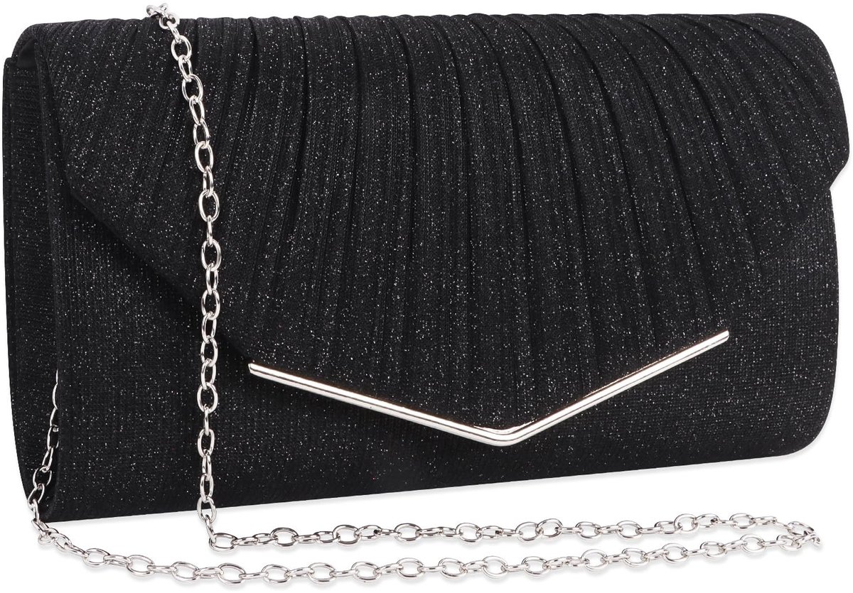 Dailygoods- Clutch Goud - Avondtas Dames - Elegant Satijn - Bruidstas - Kettingtas - Fonkelende Enveloptas - Handtas