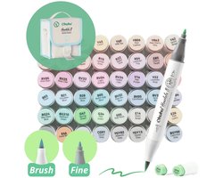 Ohuhu - Honolulu B Brush & Fine - Alcohol Art Markers - 48 Pastel kleuren - Sweetness - grijze etui
