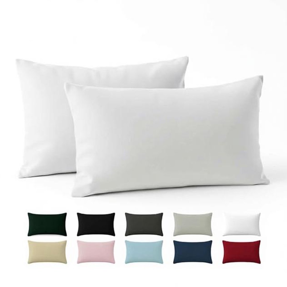 ElleMooi Set van 2 kussenslopen 40x70 cm - Wit - Versterkt katoen 57 draden/cm² - Oeko-Tex gecertificeerd