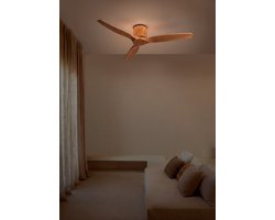 CREATE - Plafondventilator stil 40W (Ø132cm) - Sfeerlicht LED - Afstandsbediening - 6 snelheden - Programmeerbaar - WIND CALM CUSTOM RATTAN