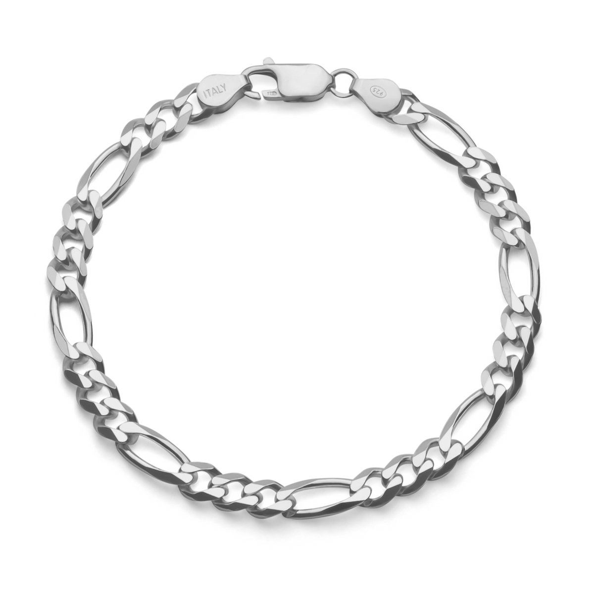 JUXE24-Figaro armband-Figaro bracelet-massief 925 zilver-5,5 mm breed-19 cm lang-6 zijdig geslepen